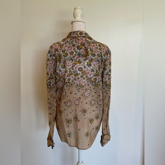 Top Shop UNIQUE Silk Floral Button Down Size 4 / Small - Picture 6 of 8